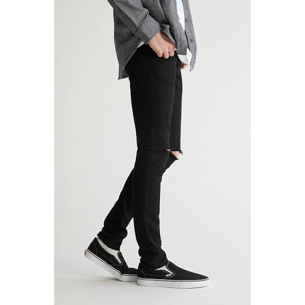 Pacsun Mens Jeans 28 X 30 Stacked Skinny Skate Punk Black Distressed — image 3 of 8
